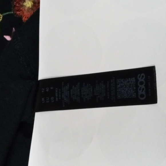 ASOS Women’s Dress, US 8, Black Embroidery Floral Print,  smock style, short sle - Picture 11 of 14